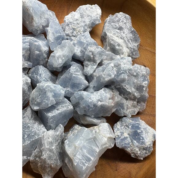 Raw Blue Calcite – Set of 3 - Intuitively Chosen Crystals - Picture 7 of 7